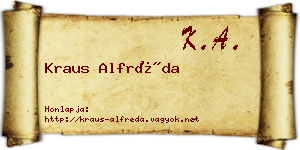 Kraus Alfréda névjegykártya
